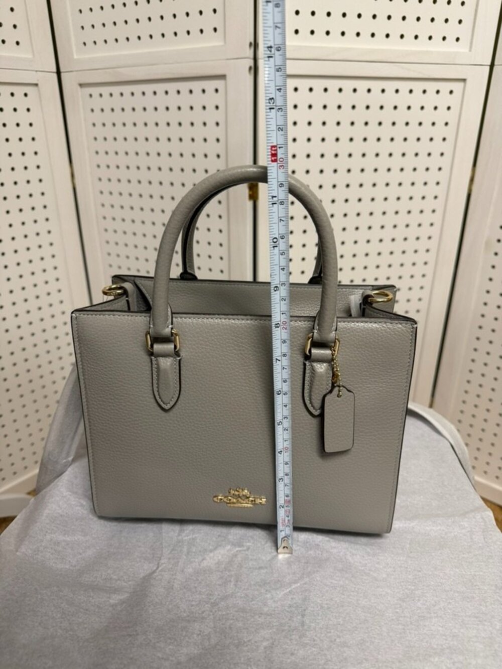 Coach Maggie Small Tote Bag Crossbody Handbag Dove Gray Gold Everyday NWT - Picture 14 of 15